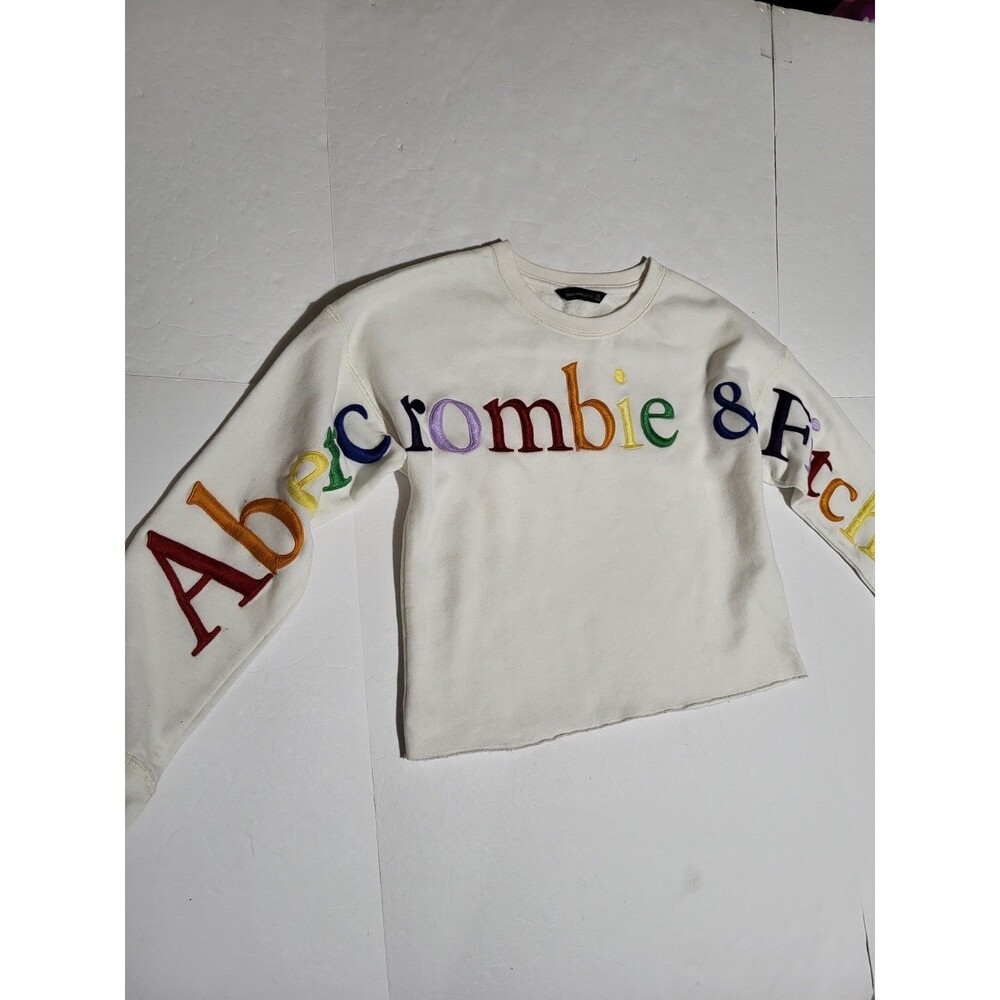 (#8) Abercrombie & Fitch Crop Long Sleeve Pullover Sweater Size Women's XS WHITE